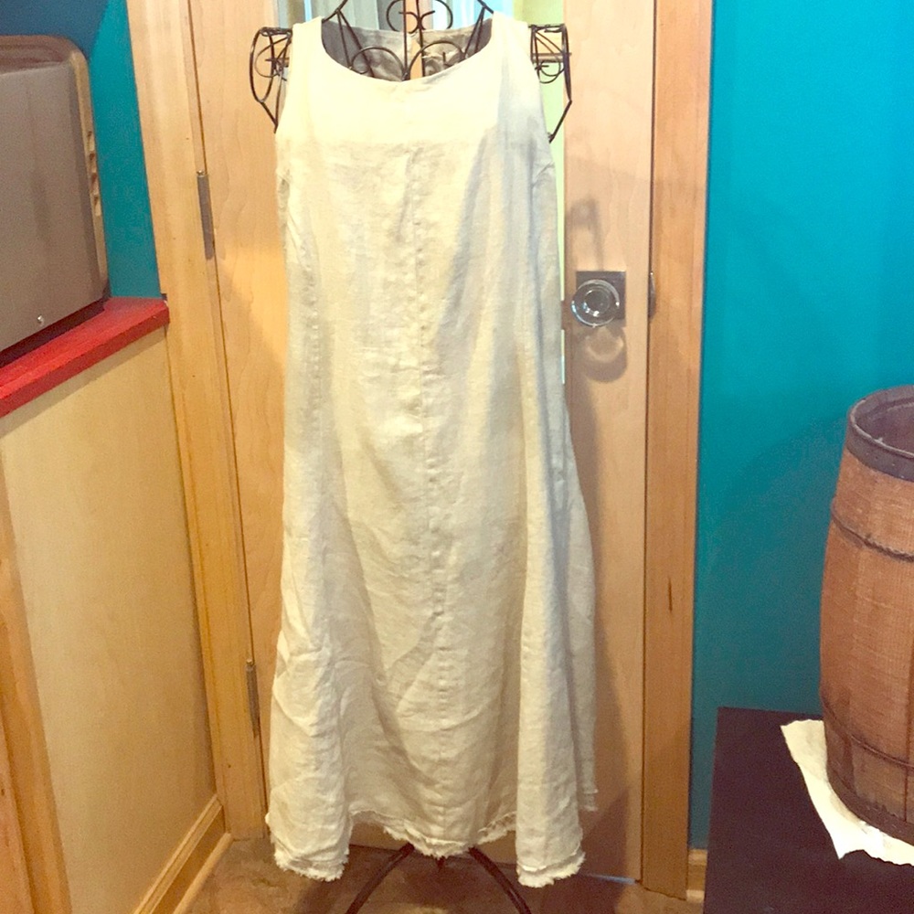 Lt beige linen dress sze L